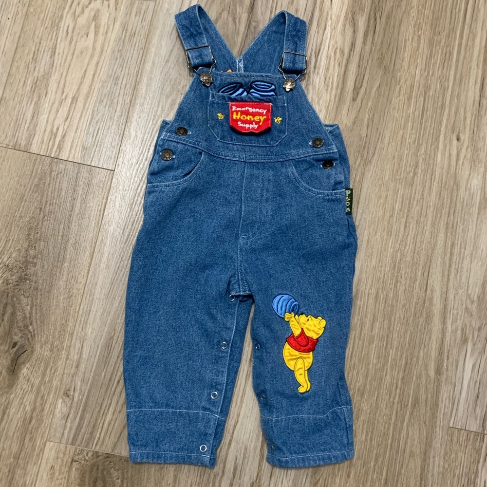 Disney VINTAGE 90s Pooh RARE Emergency Honey Supply Jean Overalls Boy Girl 18m